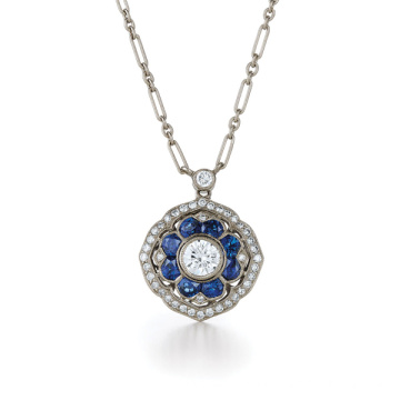 Einfache Entwürfe Blauer Diamant 925 silberner Anhänger-Halsketten-Schmucksachen